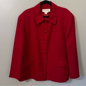 Rena Rowan for Saville Red Worsted Wool Button Up Medium Length Coat 22W